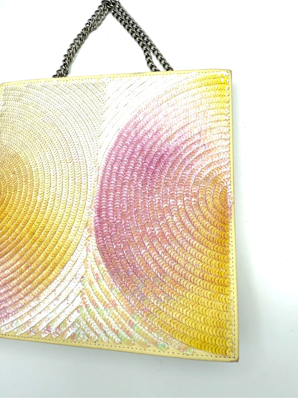 Chanel Iridescent Pink & Gold Square Sequin Party Bag - Picture 3 of 9